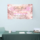 バラ色の水彩とモダンゴールドの幾何学的な chic 横断幕 (トレードショー)