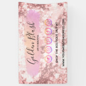 バラ色の水彩とモダンゴールドの幾何学的な chic 横断幕 (縦)