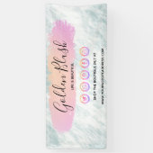 バラ色の水彩とモダンゴールドの幾何学的な chic 横断幕 (縦)