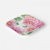 バラ色の水彩ダリアの花柄 ペーパープレート (傾斜あり)