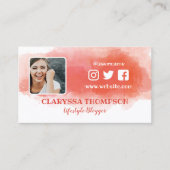 バラ色の水彩画のしぶきの写真の会合媒体 名刺 (正面)