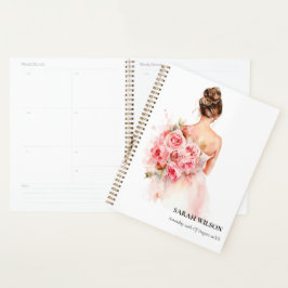 バラ色の水彩画のようなウェディングドレス ブライダルシャワー プランナー手帳