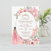 バラ色の水彩花のキンセアニエラ 招待状 (スタンド正面)
