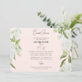 バラ色の白ハイドランジア ブライダルシャワーII 招待状 (スタンド正面)