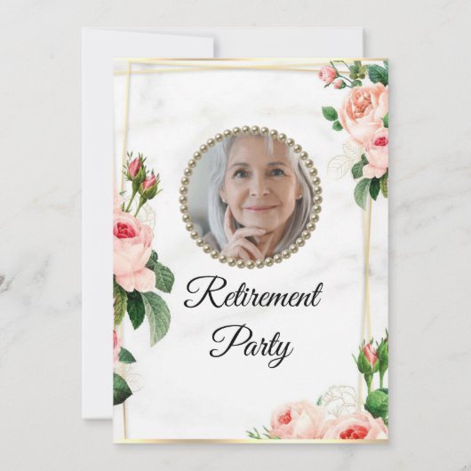 バラ色の素敵な定年退職パーティーのご案内 招待状 (裏面)