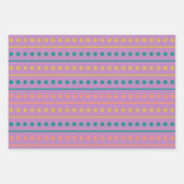 バラ色の紫の緑とマスタードを除いたドット ラッピングペーパーシート (正面2)