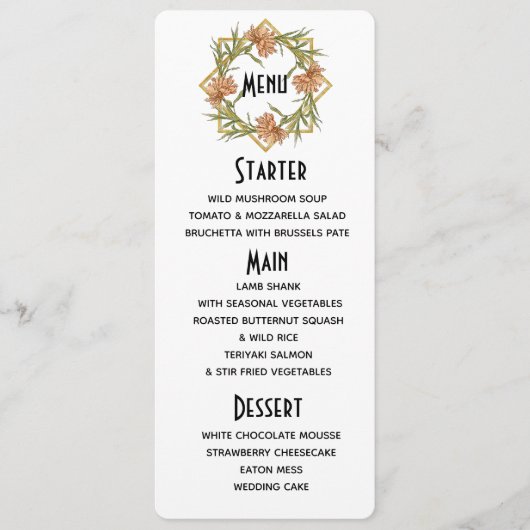 バラ色の縁取りのペオニーメニュー メニュー (正面)