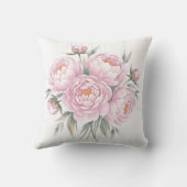 バラ色の芍薬の花束　水彩フラル クッション (裏面)