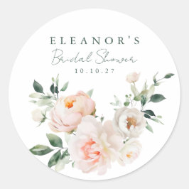 バラ色の芍薬 フラワーミスト ウォーターカラー ピンクのブライズシャワー ラウンドシール