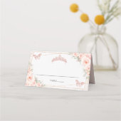 バラ色の花と蝶のクイーンセアニエラ 16歳の誕生日 プレイスカード (裏面)