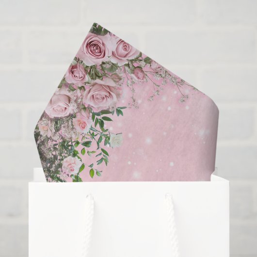 バラ色の花のようなティッシュペーパー 薄葉紙 (ギフトバッグ)