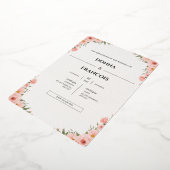 バラ色の花のウェディング招待状テンプレート 箔招待状 (回転した状態)