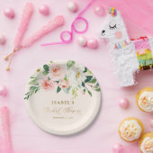バラ色の花のゴールドのカスタマイズされた花嫁のシャワー ペーパープレート (パーティー)