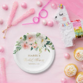 バラ色の花のゴールドのカスタマイズされた花嫁のシャワー ペーパープレート (パーティー)