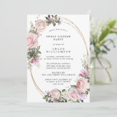 バラ色の花のスイート16パーティー招待状 招待状 (スタンド正面)