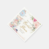 バラ色の花のハイティーパーティー ブライダルシャワー スタンダードカクテルナプキン (角)