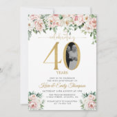 バラ色の花の写真 40周年記念 招待状 (正面)