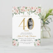 バラ色の花の写真 40周年記念 招待状 (スタンド正面)