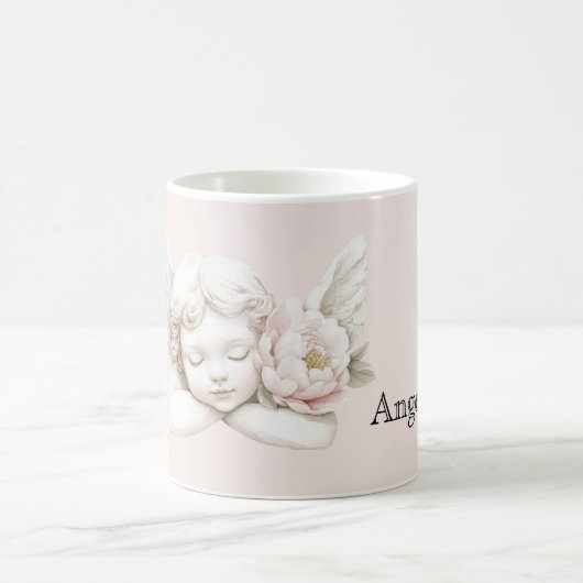 バラ色の花の天使 コーヒーマグカップ (中央)