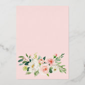 バラ色の花の水彩画 ブライダル ブランチ ゴールド 箔招待状 (裏面)
