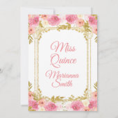 バラ色の花の水彩 メキシコのミス・キンセアニエラ 招待状 (裏面)