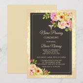 バラ色の花の看護師 ピニング式 招待状 (正面/裏面)