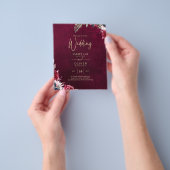 バラ色の花の結婚式 チラシ (手)