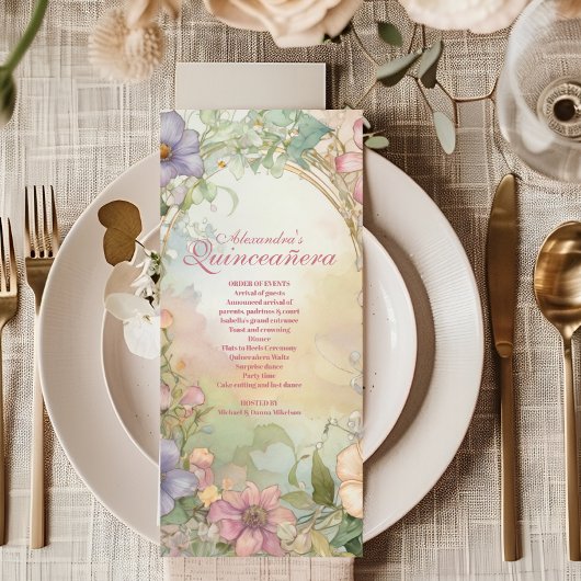 バラ色の花を飾った15歳の誕生日パーティー