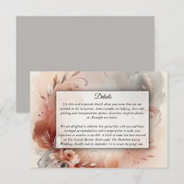 バラ色の花弁と銀の渦巻きのウェディング エンクロージャーカード