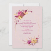 バラ色の花柄のアニバーサリー・ディナー 招待状 (正面)