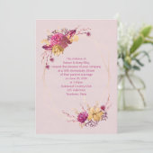 バラ色の花柄のアニバーサリー・ディナー 招待状 (スタンド正面)