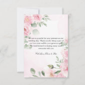 バラ色の花柄の写真 結婚式 お礼状カード サンキューカード (裏面)