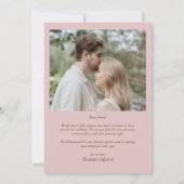 バラ色の花柄の写真 結婚式 お礼状 サンキューカード (裏面)