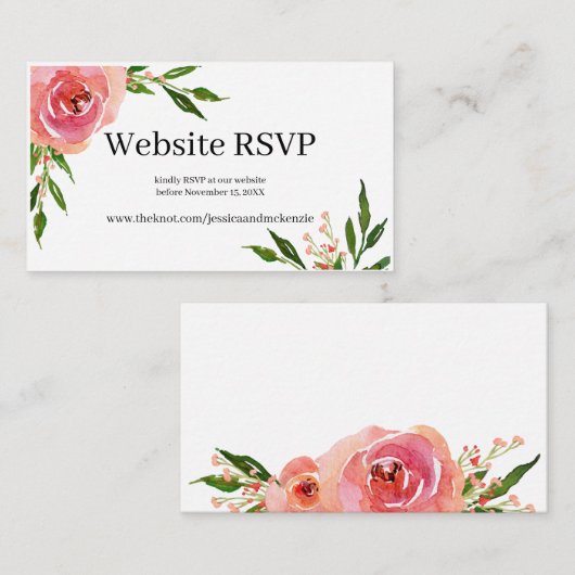 バラ色の花柄LGBTQウェブサイトへの返信お願いします エンクロージャーカード (正面/裏面)