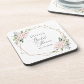バラ色の花、ピンクの花、ボヘミア、結婚前パーティー コースター (左側)