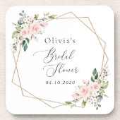 バラ色の花、ピンクの花、ボヘミア、結婚前パーティー コースター (正面)