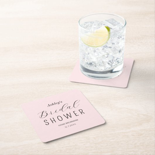 バラ色の華やかな結婚前お披露目ランチ会 スクエアペーパーコースター (インサイチュ)