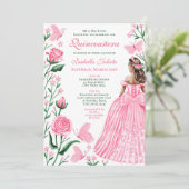 バラ色の蝶のプリンセス写真キンセアニエラ 招待状 (スタンド正面)