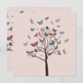 バラ色の蝶の木のスイート16 招待状 (正面/裏面)