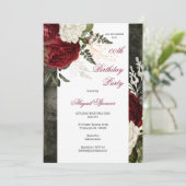 バラ色の豊かな花の大人誕生日パーティー 招待状 (スタンド正面)