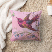 バラ色の赤いハチドリ クッション (ブランケット)