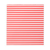 バラ色の赤と白のシンプルな横ストライプ ノートパッド (正面)