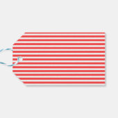 バラ色の赤と白のシンプルな水平ストライプ ギフトタグ (裏面横)