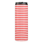 バラ色の赤と白のシンプルな水平ストライプ タンブラー (裏面)