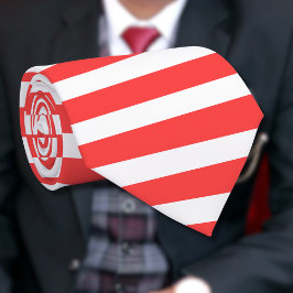 バラ色の赤と白のシンプルな水平ストライプ ネクタイ