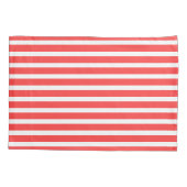 バラ色の赤と白のシンプルな水平ストライプ 枕カバー (裏面)