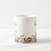 バラ色の野生の花のウェディングシャワー ギフト マグカップ (中央)