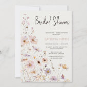 バラ色の野生の花のブライダルシャワー 招待状 (正面)