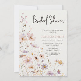 バラ色の野生の花のブライダルシャワー 招待状