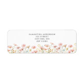 バラ色の野生の花の封筒用宛名ラベル ラベル (正面)